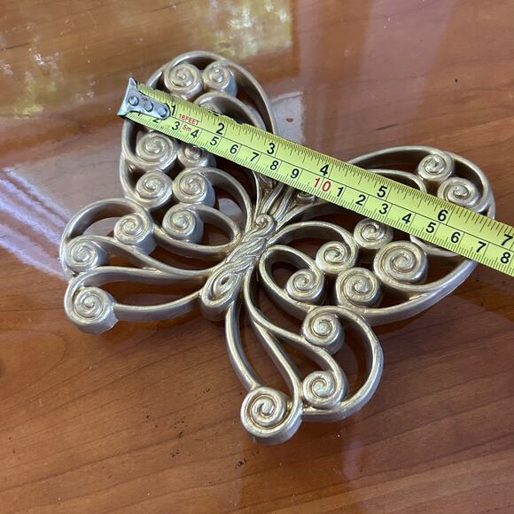 Set of 2 Vintage Burlwood MCM Butterfly Wall Hangings – Retro Swirl Design - Picture 12 of 12